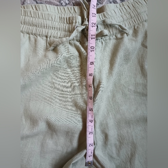D & CO  Naturals Flax Linen Wide Leg Crop Pants Womens XL Petite Sage Green - Picture 10 of 10